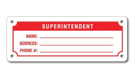Metal Superintendent Contact Info S (1/ea)