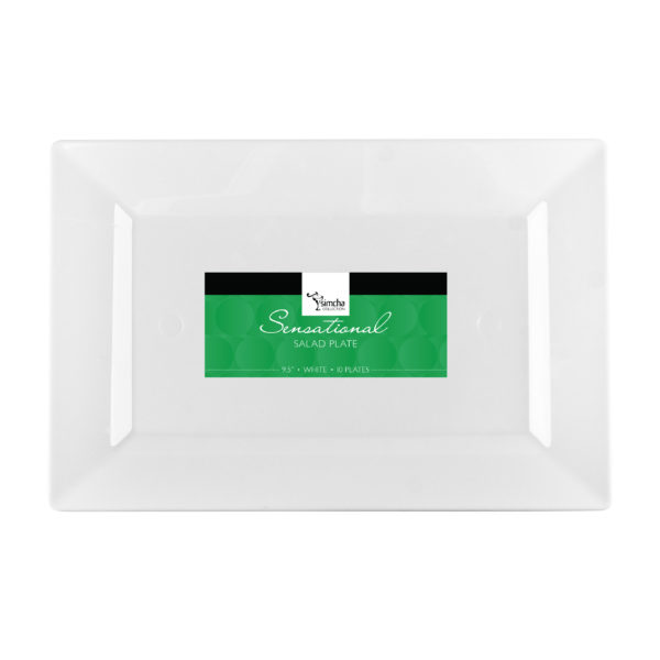 9.5&quot; White Rectangle Lunch  Plates 10 Pack (12/cs)