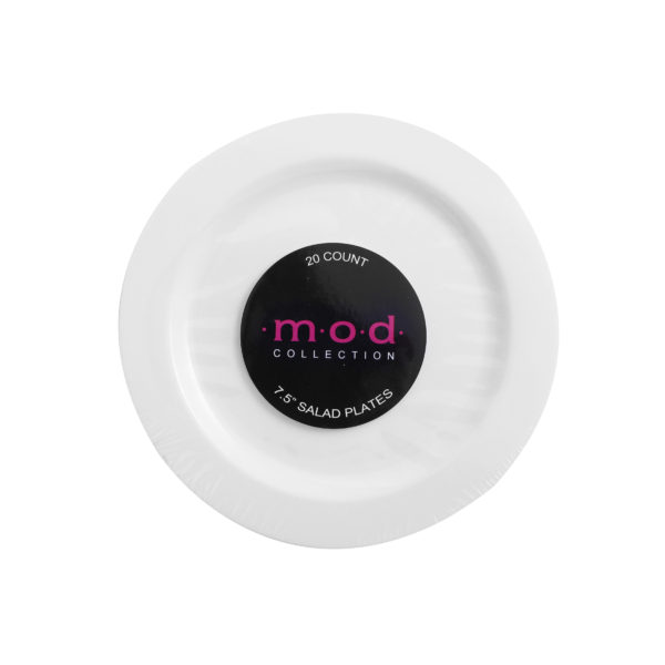 7.5&quot; Mod Round Collection  Round White Plates 20 Pack 