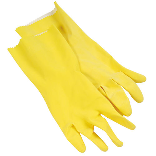 Glove Rubber Flocklined 12&quot;  Medium Yellow 1/dz 75005730