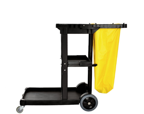 3 Shelf Janitors Cart Black