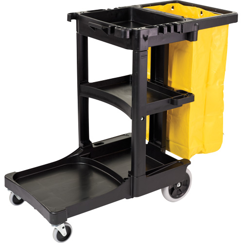 Cleaning Cart W/vinyl Bag &amp; Zipper Black 1/ea Fg617388bla