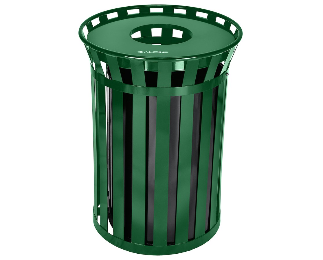 38 Gal Outdoor Metal Waste  Receptacle Green (1/ea)