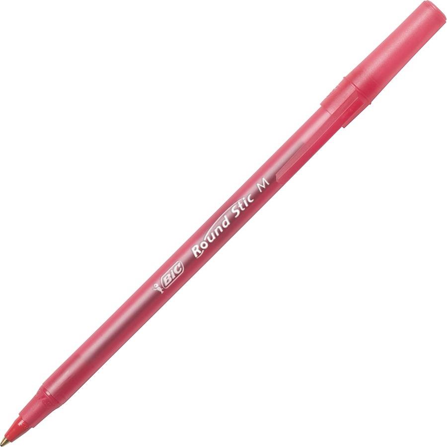 Bic Round Stic Ballpoint Red Pen 12 (12/dz)