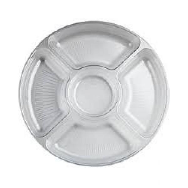 Round Clear 5 Section Tray (24/cs)