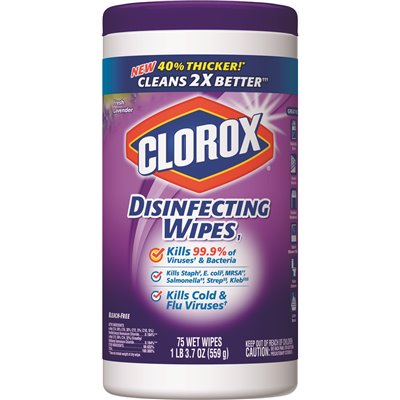 Clorox Disinfecting Wipes  Lavander 75 Ct (6/cs)