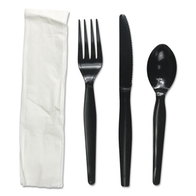 Black Heavy Weight 4pc Cutlery  Kit (250/cs)