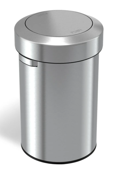 17 Gal Round Swing Top Trash  Can Stainless Steel