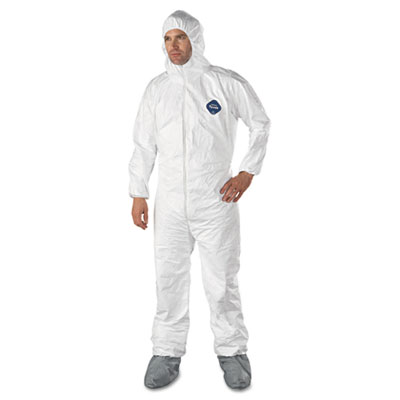 Tyvek Elastic-Cuff Hooded Coveralls w/Boots White