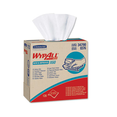 Wypall X60 Cloths POP-UP Box White 126 cloths (10/cs)