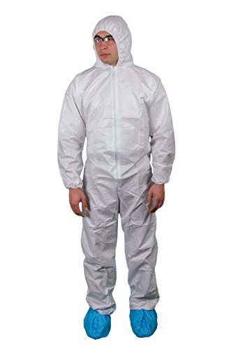 Coverall, Elastic Ankles, With  Hood Large, White (25/cs)