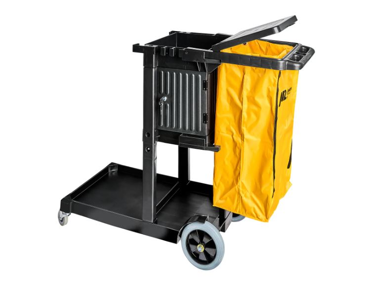 Large Janitor Cart Black W/Locking Cabinet 