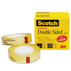 Scotch .5&quot;x75&#39; Double Sided  Tape Clear (2/pk)