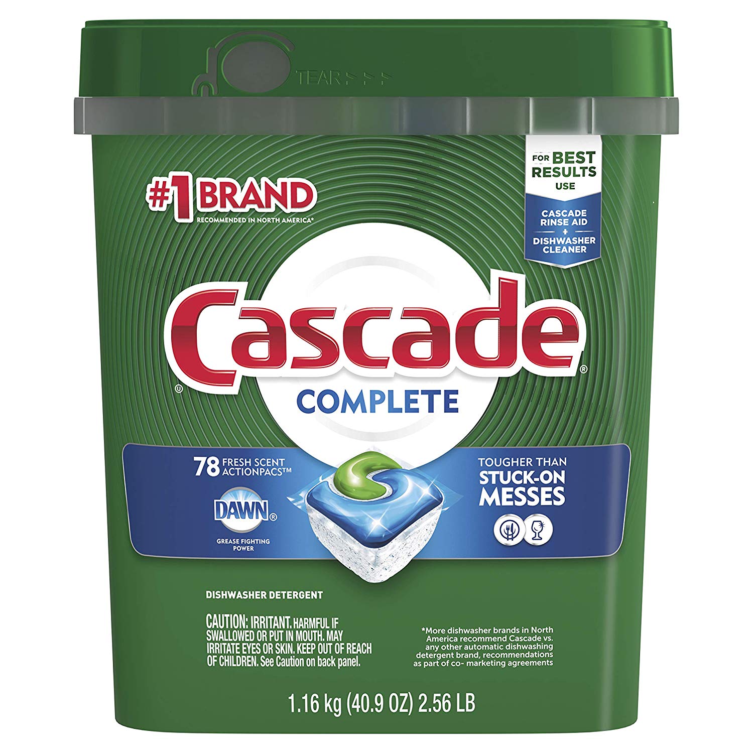 Cascade Complete ActionPacs Dishwasher Detergent, Fresh