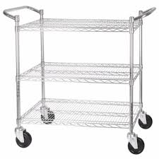 Wire Shelving Cart, 3 Tiers, 18x36 (1/ea)