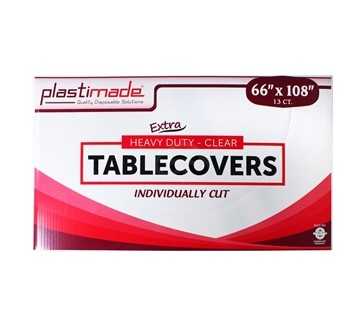 Plastimade XH Table Cover  Clear 66x108 13/ct (10/cs)