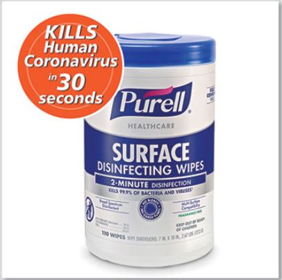 Purell Healthcare Surface  Disinfecting Wipes 110/pk 