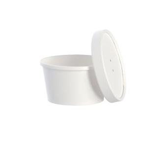 8 oz White Paper Food  Container And Lid (250/cs)