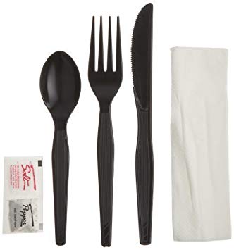 Heavy Weight Black Knife Fork Teaspoon Cutlery Kit W/Salt &amp;