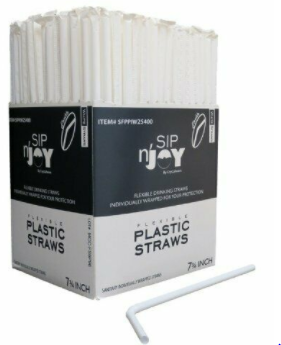 White Wrapped Flexible Straw 400 Box (25/cs)